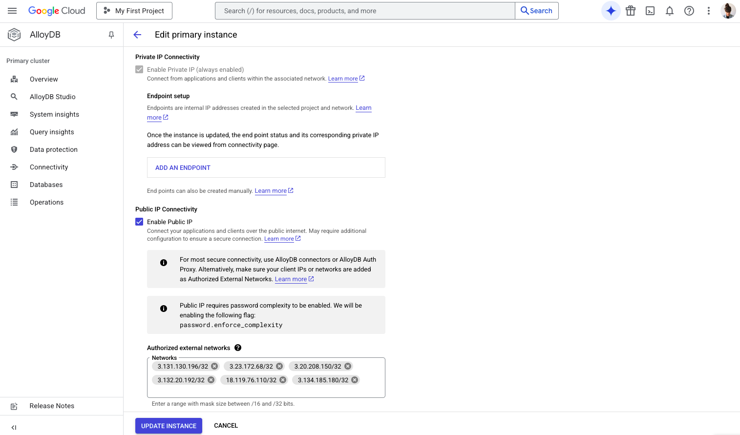 Настройка сети для публичного доступа с использованием списка разрешённых IP-адресов
